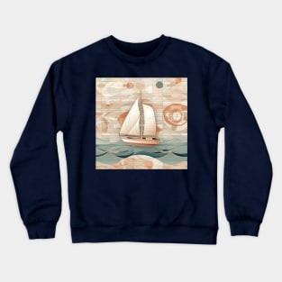 A Sailboat on a Tile Crewneck Sweatshirt